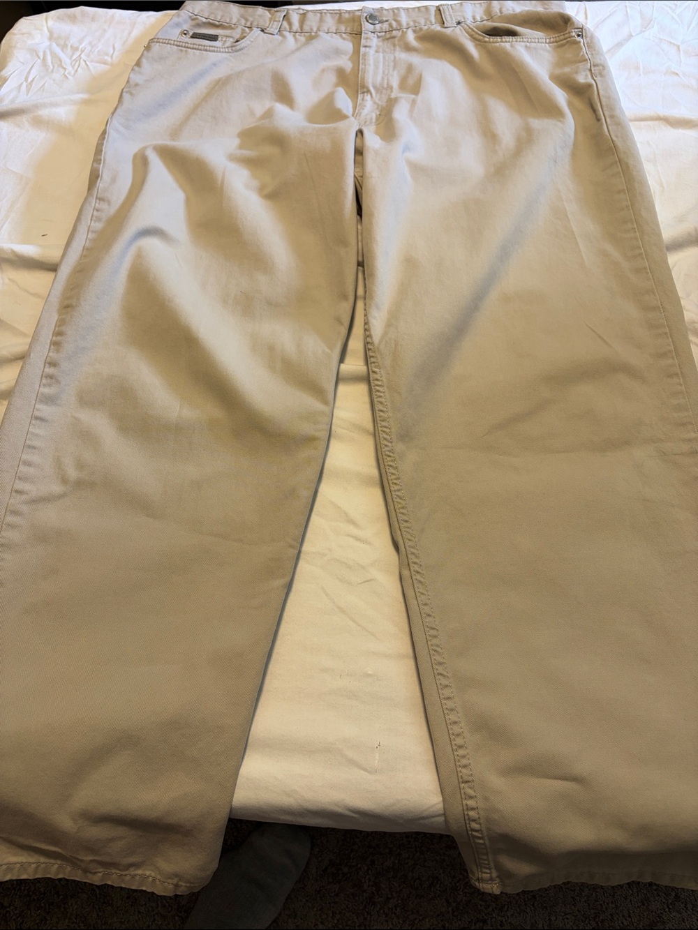 Calvin Klein Jeans Straight Leg Cotton Jeans Beige Waist 40
